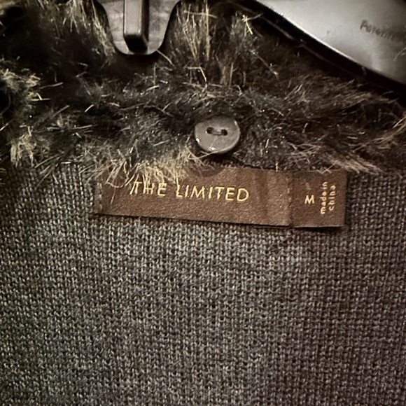 The Limited Charcoal Cardigan with Faux Fur Trim - Picture 2 of 7